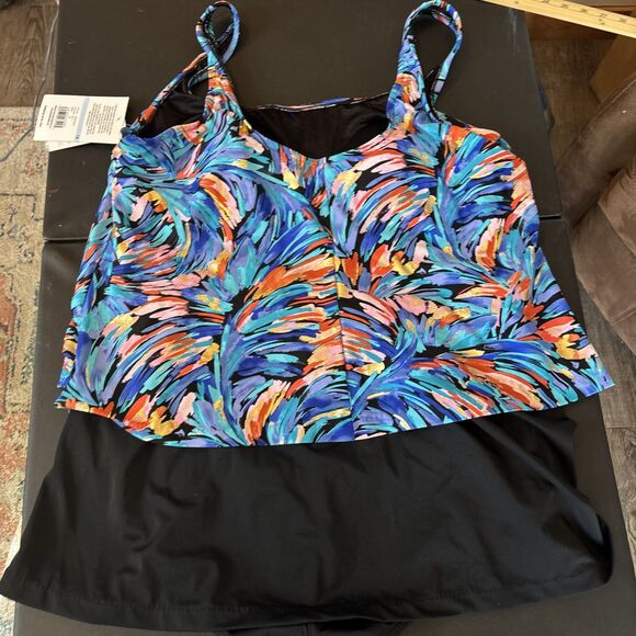 Maxine Of Hollywood 18 swim suit blue Skirted Floral Swim Suit Bathing Suit - Picture 7 of 10